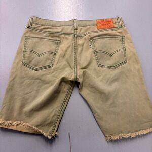 Levi's 511 Khaki Denim Shorts Frayed Hem Size 34